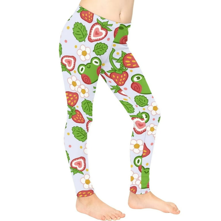 FKELYI Floral Frog Girls Leggings Size 12-13 Years Quick Drying