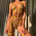 thumbnail image 5 of Gibobby Lencería sexy para mujer Día de San Valentín Ropa interior divertida para mujer, sujetador transparente transparente con flores, conjunto de piezas de ropa interi(Amarillo, M), 5 of 5