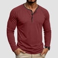 thumbnail image 2 of GEWSEY Men's Henry Long Sleeved T-Shirt Cotton Casual Button Lightweight Pullover Shirt Soft Stretch Tees Tops (Red, XL), 2 of 8