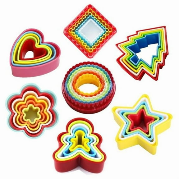 5-6 Sets Plastic Cookie Cutters Embossing Mold with Assorted Shapes DG18064