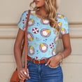 thumbnail image 4 of Cauagu Gnome Pool Party Women's Crew Neck Round Short Sleeve T Shirts Tops Bodysuit Daily Jumpsuit-Small, 4 of 7