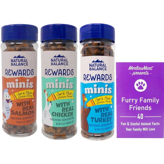 Mini Dog Treats,  L.I.D. (1) Each: Salmon, Chicken, Turkey (5.3 Ounces) MerlinsMart Zine| Naturals Balance