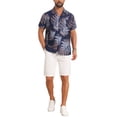 thumbnail image 2 of INSPIRE CHIC Men's Short Sleeve Button Down Camp Collar Leaf Print Hawaiian Shirts XL Dark Blue, 2 of 5
