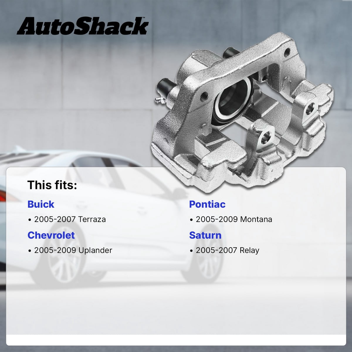 AutoShack Rear Brake Calipers for Chevrolet, Pontiac, Buick & Saturn, Uplander 2005-2009 Montana 2005-2009 Terraza 2005-2007 Relay 2005-2007, FWD AWD V6 3.5L 3.9L, Left and Right, Pair