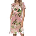 thumbnail image 2 of Fshaion Robe d'Été pour Femmes 2024 Grande Taille Décontractée Col Rond Bretelles Manches Courtes Imprimé Floral Robe Ample avec Poche Liquidation à Moins de 10!, 2 of 7