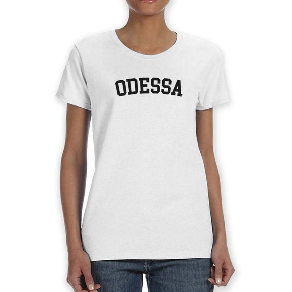 Odessa Black Text  Women White T-Shirt, Female Large