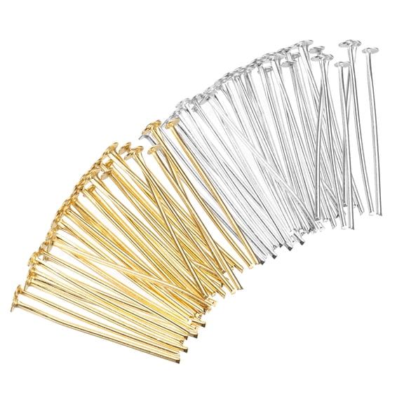 Uxcell 200Pcs Flat Head Pins for Jewelry Making 25mm Brass Flat Head Pins Jewelry Head Pins 20 Gauge White and Gold