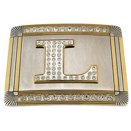 - New Initial L Letter Alphabet Belt Buckle Western Cowboy Rodeo Gold Silver Shiny
