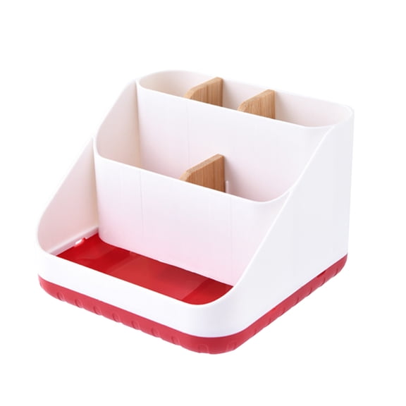 Hiroekza Bathroom Counter Organizer Vanity Shelf Plastic Removable Divider Storage Box for Cosmetics Skincare Perfume Organizers Red