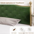 thumbnail image 3 of Full Size Bed Frame with Velvet Upholstered Button Tufted Headboard, Heavy Duty Mattress Foundation with Wood Slats, Green, 3 of 6