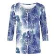 thumbnail image 4 of Blouse pour Femmes, T-shirt Imprimé Mode, Manches 3/4, Col Rond, Hauts Décontractés pour Femmes, en Solde, 4 of 5