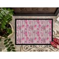 thumbnail image 3 of Watercolor Pink Flowers Grey Stripes Door Mat, 3 of 4