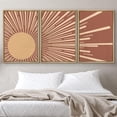 thumbnail image 2 of IDEA4WALL Framed Canvas Print Wall Art Set of 3 Geometric Crescent Sun & Planetary Orbit Astronomy & Space Sky Illustrations Mid-Century Modern Digital Art for Home Decor - Natural 16"x24"x3, 2 of 5