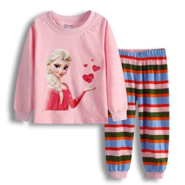 Conjunto de ropa de dormir para niña, pijamas de algodón con dibujos animados de Anna congelada, primavera y otoño, novedad xuanjing unisex