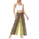 thumbnail image 1 of VISgogo Pantalones de pierna ancha de verano para mujer, pantalones sueltos sueltos de tiro medio con estampado bohemio con divisiones para yoga, playa, vacaciones VISgogo  moda, 1 of 7