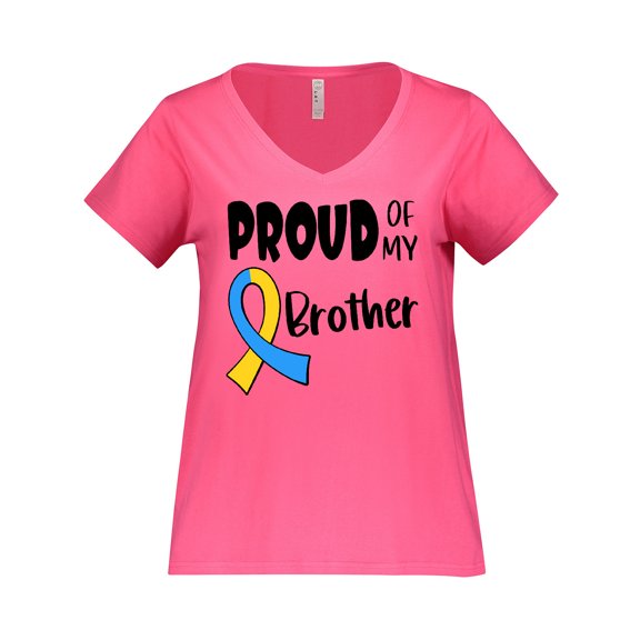 Inktastic Proud of my Brother Down Syndrome Awareness Women's Plus Size V-Neck T-Shirt