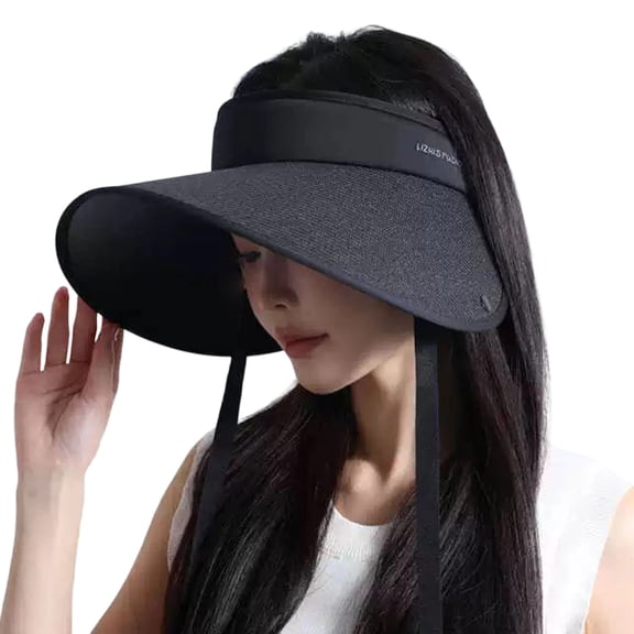 SAWOBUUN Women Wide Brim Sun Visor UV Protection Beach Sun Hat Adjustable Summer Cap with Neck Flap