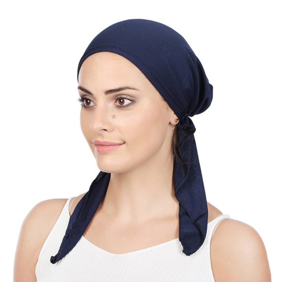Turban Hat Women Hat Headband Solid Color Head Wrap Bonnet Headscarf Muslim Cap