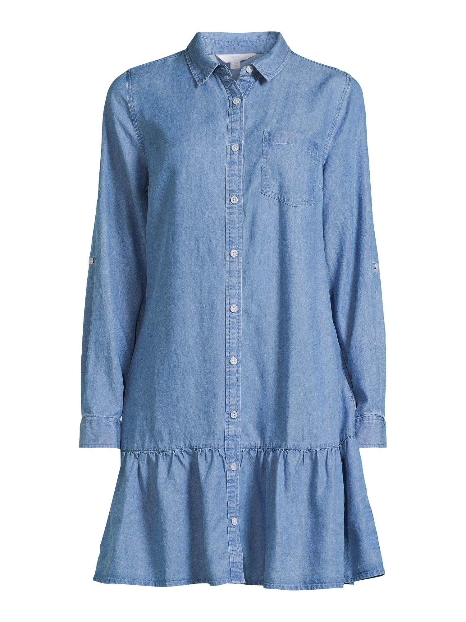 Time and Tru Women's Mini Shirt Dress with Long Sleeves, Sizes XS-3XL - image 3 of 5