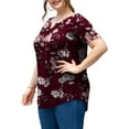 thumbnail image 4 of a.Jesdani Womens Plus Size Tunic Tops Short Sleeve Casual Floral Henley Shirts m-4x, 4 of 11