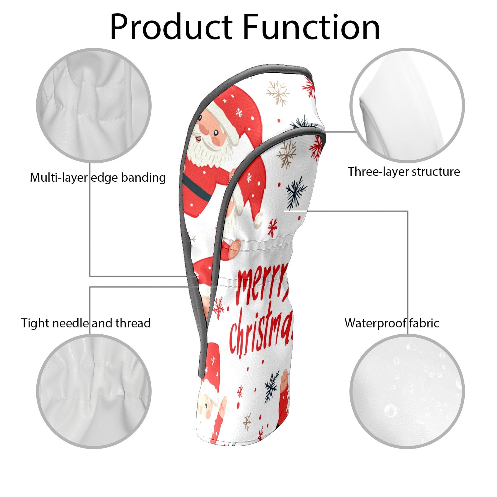 Golf Club Covers PU Leather Waterproof Head Covers for Fairway Woods Hybrids Christmas
