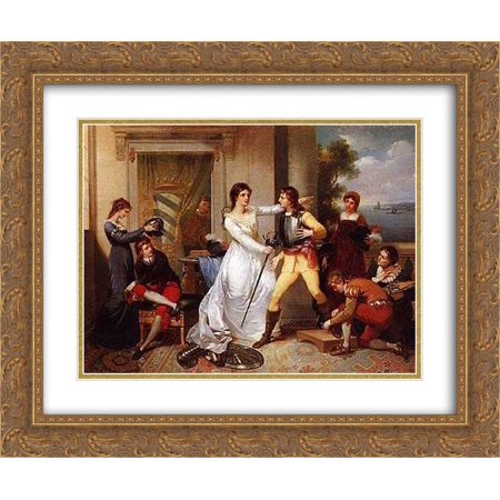 Vieira Portuense 2x Matted 24x20 Gold Ornate Framed Art Print 'Dona Filipa de Vilhena knighting her sons'