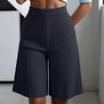 thumbnail image 2 of VBVC Women's High Waisted Pleated Bermuda Shorts , Wide Leg Work Shorts For Women , Ladies' Business Casual Shorts with Pockets,Dark Gray,S-2XL, 2 of 9