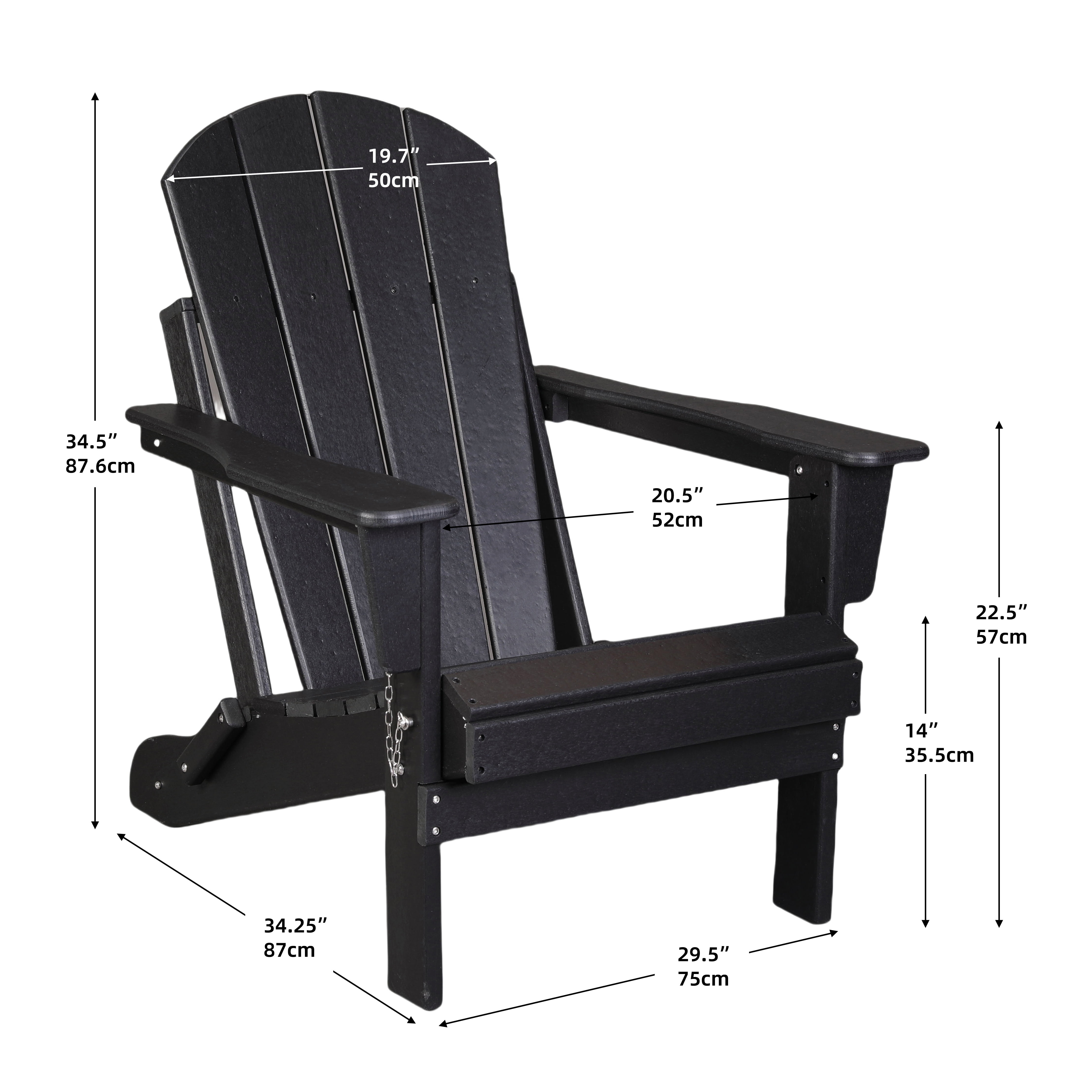 Outdoor Adirondack Chair, Seizeen 1PCS HDPE Patio Chair, Hight Backrest Adirondack Chair 300LBS Capacity, Plastic Lounge Chair for Poolside