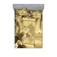thumbnail image 2 of Ambesonne Tropical Fitted Sheet & Pillow Sham Set, Sepia View of Island, Twin, Sepia, 2 of 3