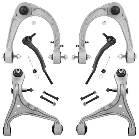 Detroit Axle - AWD 6pc Front End Suspension Kit for 2008-2014 Cadillac CTS, 4 Upper Lower Control Arms with Ball Joints 2 Outer Tie Rods 2009 2010 2011 2012 2013 Replacement
