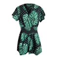 thumbnail image 4 of Women's Jumpsuit Women'S Resort Style Printed Short Sleeve V Neck Shorts Jumpsuit,Black Women's Jumpsuit S, 4 of 5