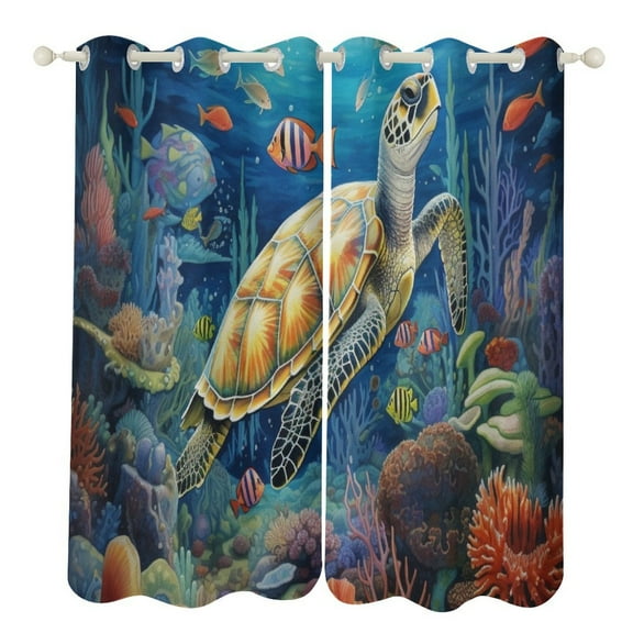 Ocean World Turtle Modern Window for Living Room Curtains for Child Bedroom Kitchen Decor Blinds Drapes