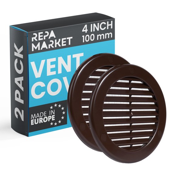 Cubierta de rejilla de ventilación redonda de plástico marrón de 10 cm Repa Market