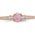 thumbnail image 4 of Sterling Silver Rose-Tone Created Pink Opal And Cz Ring (Size 6) Made In India qr7146-6, 4 of 5