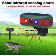 Solar Motion Sensor Alarm Light - Outdoor Security Strobe, 13 Sounds, 129dB Loud, Dual Speaker, Solar Powered