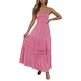 thumbnail image 1 of B91xZ Femmes Summer Sans Manches Robe Boutonnée Chemise Robe Décontractée Cravate Taille Midi Robes, Chaud Rose M, 1 of 5