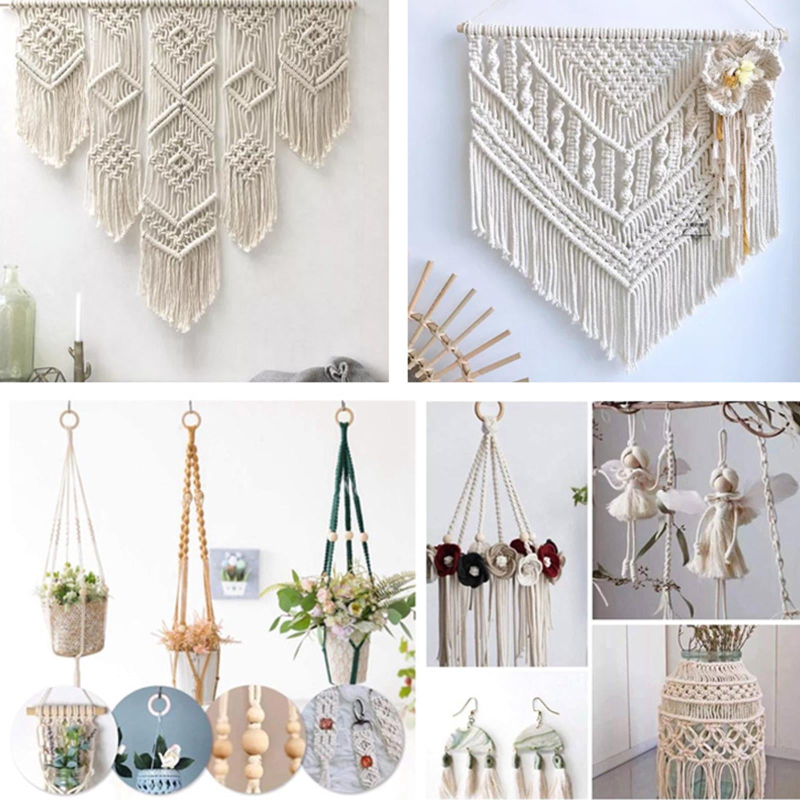 FVDPWYE Macrame Cord Natural Rope Macrame Wall Hanging Kit with Wood Beads,Wood Ring and 85 Pieces