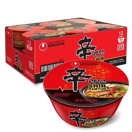 Ramyun Bowl Noodles Korean Signature Instant Pack Of 12 Nongshim Shin 3.03 Oz