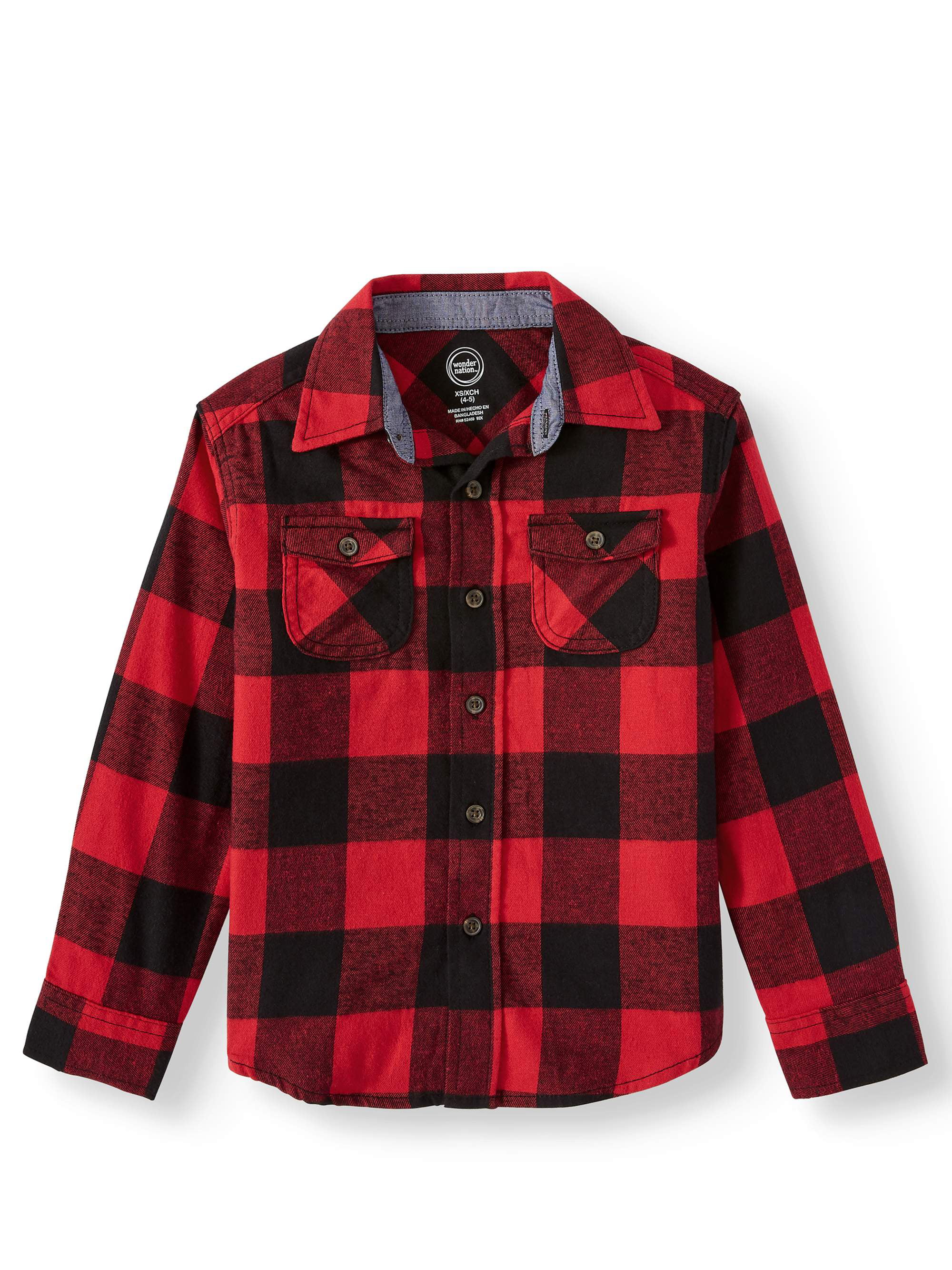 Unisex Toddler Kids Baby Girls Boys Red Printed Plaid Shirt Long Sleeve Tops Casual Clothes