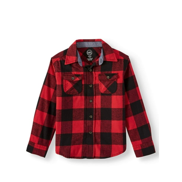 Wonder Nation - Wonder Nation Long Sleeve Flannel Shirt (Little Boys ...