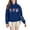 Blue, variant on NinXxx Women's DOD IS GOOD Long Sleeve Hooded Pullover Hoodie Grey XL