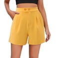 thumbnail image 6 of Clearance! Women's High Waist Wide Leg Shorts Dressy Casual With Side Pockets Comfortable Summer Fashion Stretchy Trendy Lounge Outfits Yellow S Size, 6 of 6