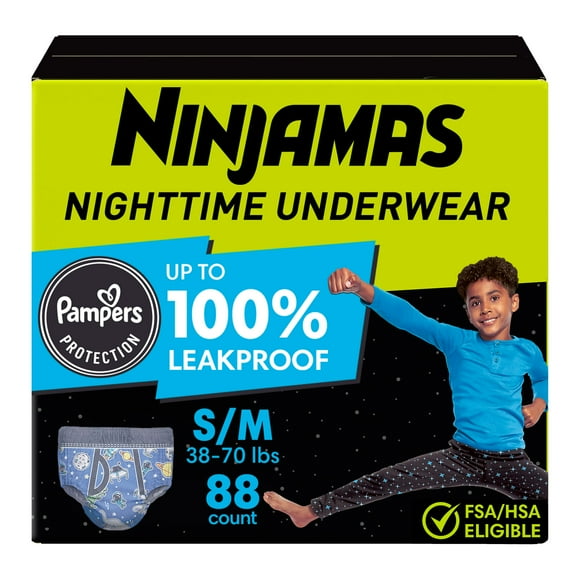 Sous-vêtements de nuit pour l’énurésie Ninjamas, taille P-G, garçons