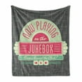 thumbnail image 1 of Jukebox Soft Flannel Fleece Throw Blanket, Charcoal Grey Backdrop 50s Inspired Radio Music Box Image, Cozy Plush for Indoor and Outdoor Use, 50" x 60", Mint Green Hot Pink, by Ambesonne, 1 of 6