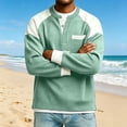 thumbnail image 4 of Men Fall Blouse Mineart Men's Color Block Knit Button Up Shirt Raglan Long Sleeve Shirt 3-Button Stand Collar With Chest Pocket Soft Casual Tops, 4 of 6