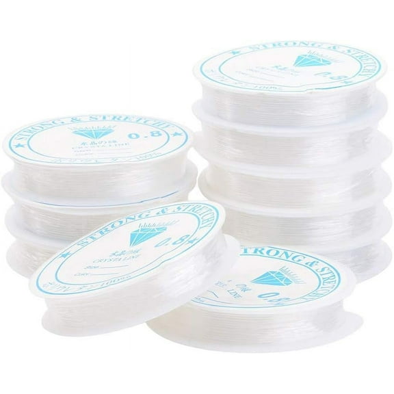 10 Rolls 82 Yards Clear Crystal Elastic Thread 0.8mm Stretch String Cord Crafting DIY Thread for Bracelets Gemstone Jewelry Making Beading Craft Sewing