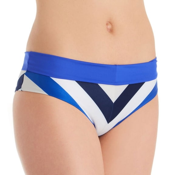 Women's Saha 19B11 Epoque Reversible High Waist Fold Swim Bottom (Marine/Klein Blue XL)