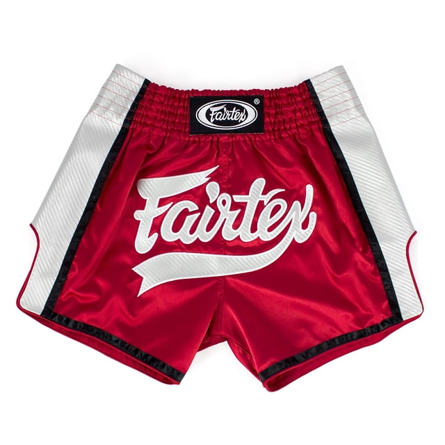 Pantalones cortos de boxeo para muay thai Fairtex BS1704 rojo/blanco (L)