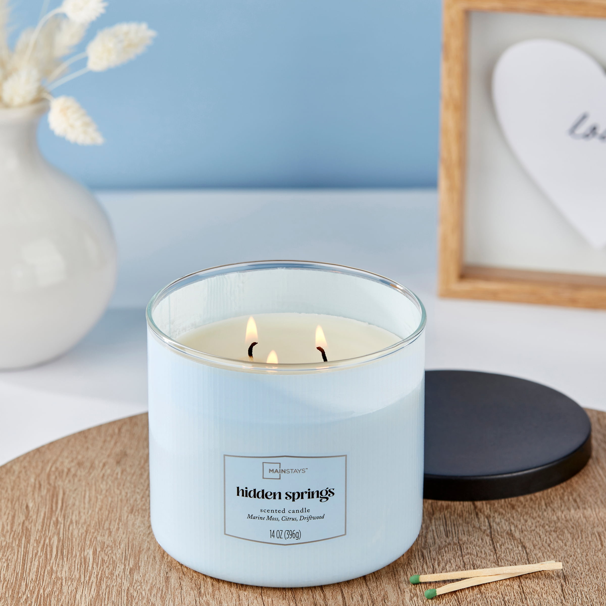 (2 pack) Mainstays 3 Wick Textured Wrapped Hidden Springs Candle, 14 Ounce