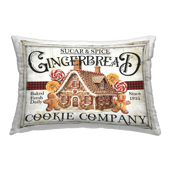 Stupell Industries Gingerbread Vintage Sign Decorative Printed Throw Pillow, 14 x 20